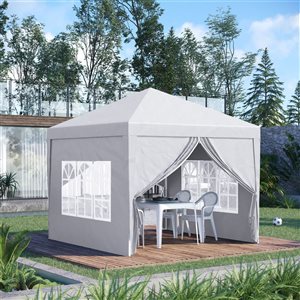 Chapiteau Outsunny blanc 9,7 x 9,7 pi