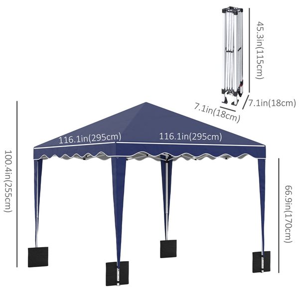 Outsunny 10-ft x 10-ft Blue Pop Up Canopy Tent