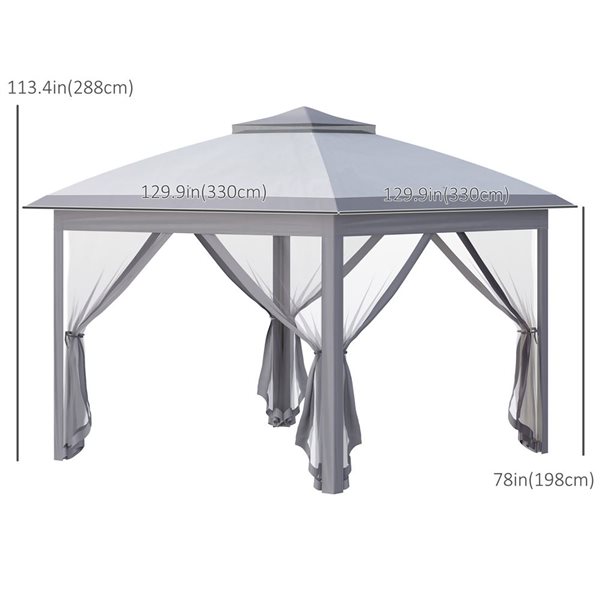 Outsunny 10-ft x 20-ft Cream White Pop Up Canopy Tent w/ 6 Removable Mesh Sidewalls