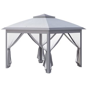 Outsunny 10-ft x 20-ft Cream White Pop Up Canopy Tent w/ 6 Removable Mesh Sidewalls