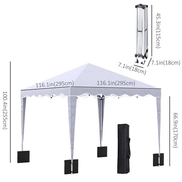 Outsunny 10-ft x 10-ft White Pop Up Canopy Tent