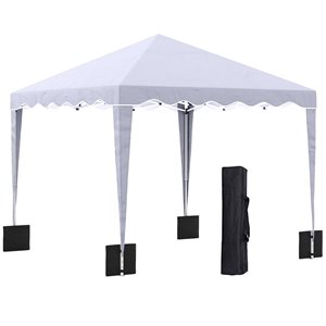 Outsunny 10-ft x 10-ft White Pop Up Canopy Tent