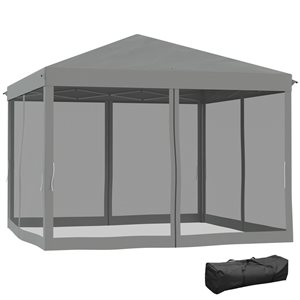 Outsunny 12-ft x 12-ft Gray Pop Up Canopy Sun Shade Instant Tent