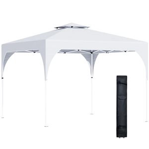 Outsunny 10-ft x 10-ft White Pop Up Easy Set Up Party Tent Gazebo w/ Bag