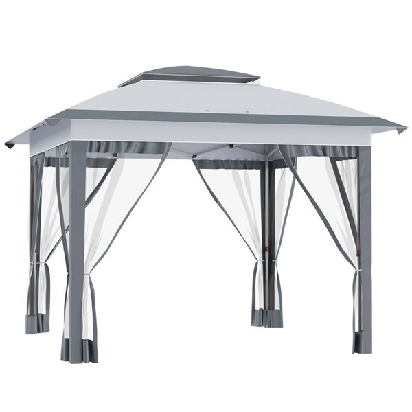 Outsunny 10-ft x 10-ft Black and Brown Outdoor Gazebo Canopy 84C-100BN ...