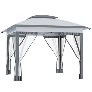 Outsunny 10-ft x 10-ft Black and Brown Outdoor Gazebo Canopy