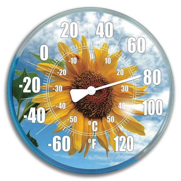 Swim Central Set of 2 Sunflower and Hummingbird 12-in HydroTools Swimming Pool Thermometer and Wall Clock Combination