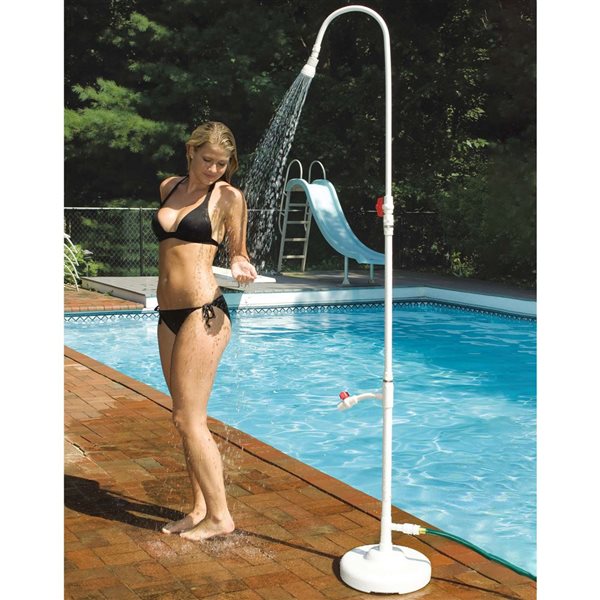 Swim Central 86-in White Standard Poolside Swimming Pool Shower w/ Foot Wash Spigot