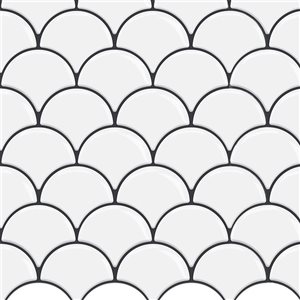 Tuiles 3D de dosseret en vinyle autocollant par Décor WOW 12 po x 12 po x 2,5 mm feston blanc/joint gris, 8/pqt