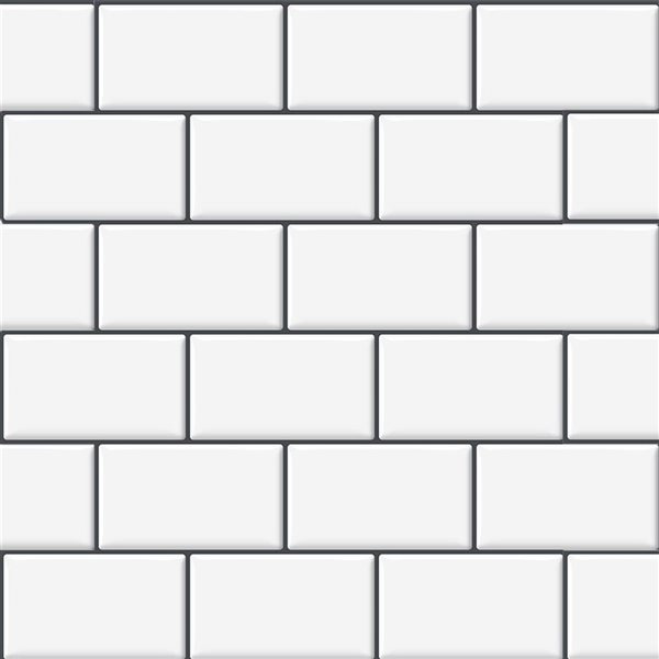 Décor WOW 12-in x 12-in x 2.5-mm White Subway/Grey Grout Self-Adhesive Vinyl Backsplash 3D Tiles - 8/Pk