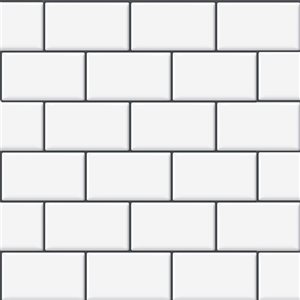 Décor WOW 12-in x 12-in x 2.5-mm White Subway/Grey Grout Self-Adhesive Vinyl Backsplash 3D Tiles - 8/Pk