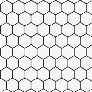 Tuiles 3D de dosseret en vinyle autocollant par Décor WOW 12 po x 12 po x 2,5 mm hexagone blanc/joint gris, 8/pqt