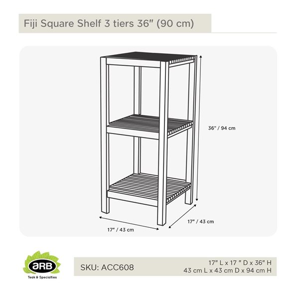 Étagère en teck Fiji ARB Teak & Specialties 3 tablettes 36 po