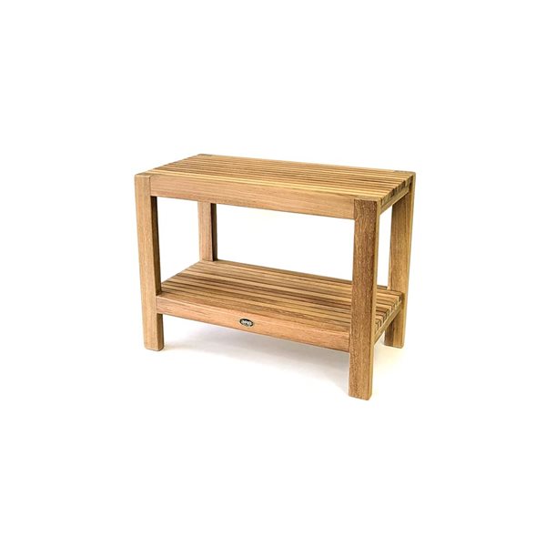 ARB Teak & Specialties Fiji 24-in Teak Shower Bench with Shelf