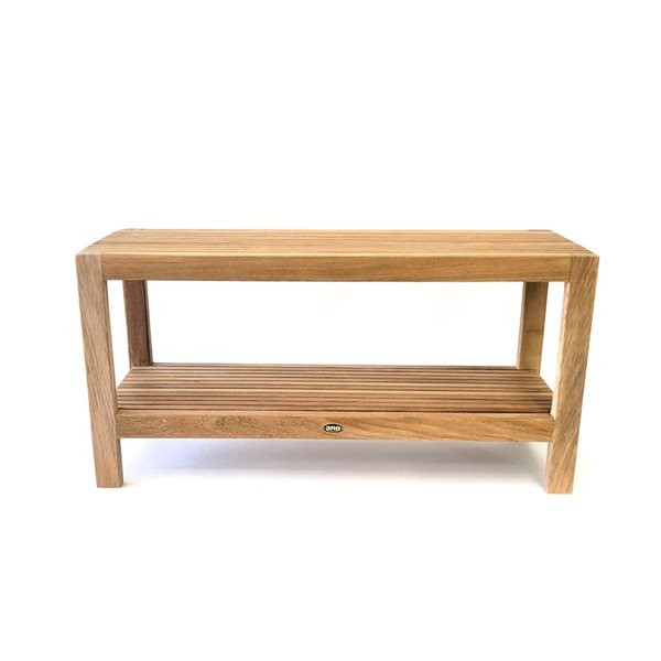 ARB Teak & Specialties Fiji 36-in Teak Shower Bench with Shelf