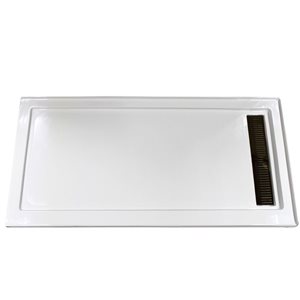 Turin Vertiges Corner Fit Rectangular 72 x 40 x 3.5 -in White Acrylic Shower Base with Right Drain in Oil Rubbed Bronze