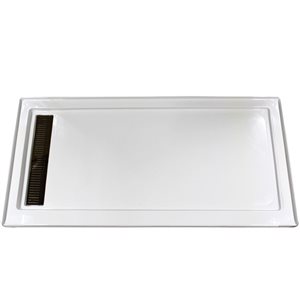 Turin Horizon Standard Fit Rectangular 72 x 35 x 3.5 -in White Acrylic Shower Base with Left Drain in Oil Rubbed Bronze