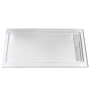 Turin Vertiges Corner Fit Rectangular 72 x 35 x 3.5 -in White Acrylic Shower Base with Right Drain in White