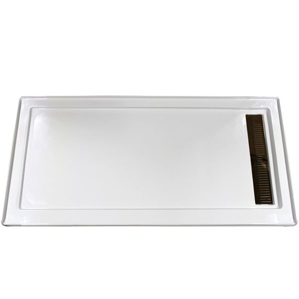 Turin Horizon Standard Fit Rectangular 72 x 35 x 3.5 -in White Acrylic Shower Base with Right Drain in Bronze