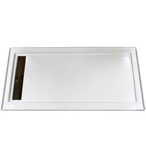 Turin Horizon Standard Fit Rectangular 72 x 40 x 3.5 -in White Acrylic Shower Base with Left Drain in Bronze