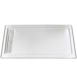 Turin Horizon Standard Fit Rectangular 72 x 48 x 3.5 -in White Acrylic Shower Base with Left Drain in White