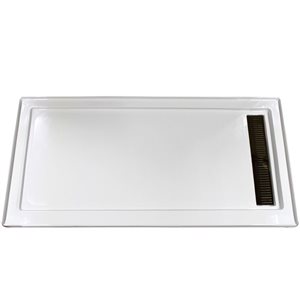 Turin Horizon Standard Fit Rectangular 72 x 35 x 3.5 -in White Acrylic Shower Base with Right Drain in Oil Rubbed Bronze