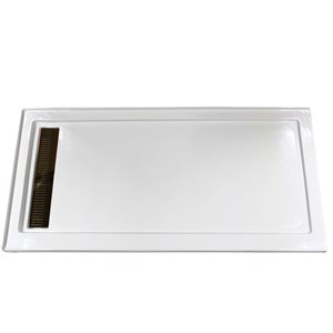 Turin Vertiges Corner Fit Rectangular 72 x 35 x 3.5 -in White Acrylic Shower Base with Left Drain in Bronze