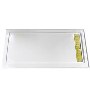 Turin Vertiges Corner Fit Rectangular 72 x 35 x 3.5 -in White Acrylic Shower Base with Right Drain in Brass