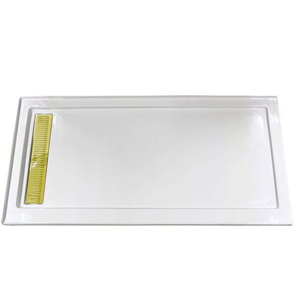 Turin Vertiges Corner Fit Rectangular 72 x 48 x 3.5 -in White Acrylic Shower Base with Left Drain in Brass