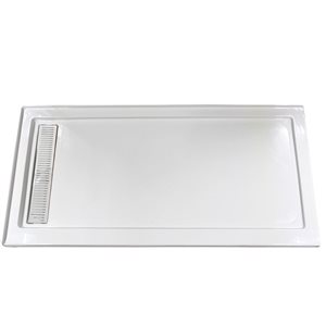 Turin Vertiges Corner Fit Rectangular 72 x 48 x 3.5 -in White Acrylic Shower Base with Left Drain in White