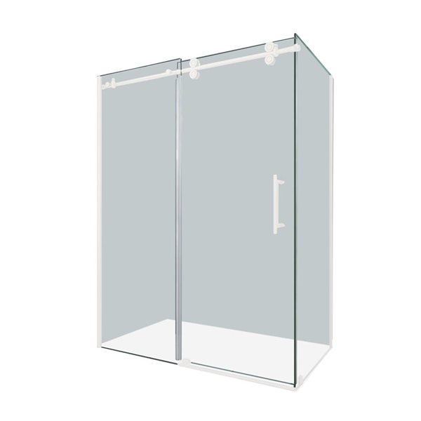 Porte de douche coulissante rectangle sans cadre Vertiges de Turin 48 x 36 x 75 po en verre clair et blanc