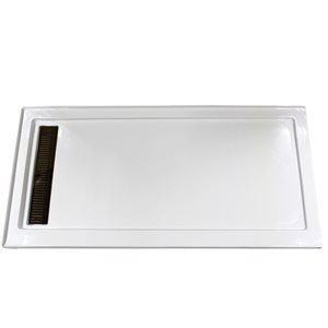 Turin Vertiges Corner Fit Rectangular 72 x 40 x 3.5 -in White Acrylic Shower Base with Left Drain in Oil Rubbed Bronze