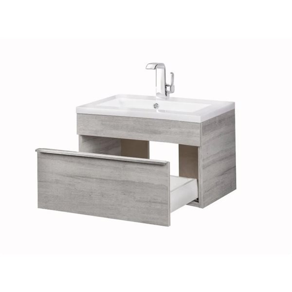 Cutler Kitchen & Bath Trough 24-in Soho Wall-Mount Vanity w/ White Acrylic Top and Single Sink