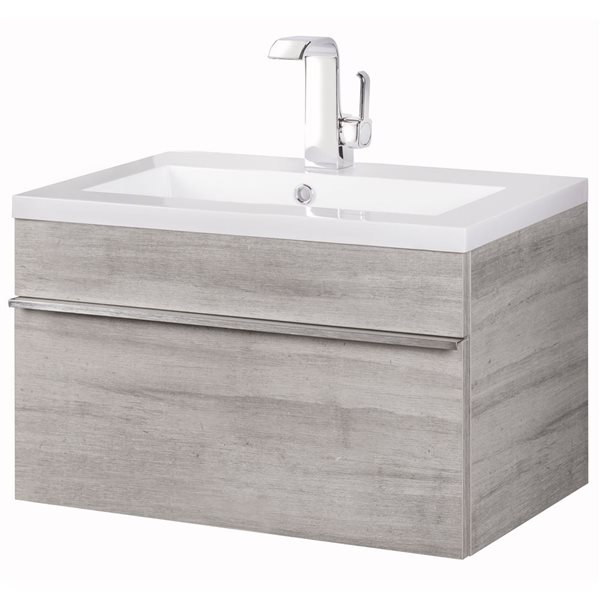 Cutler Kitchen & Bath Trough 24-in Soho Wall-Mount Vanity w/ White Acrylic Top and Single Sink