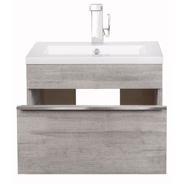 Cutler Kitchen & Bath Trough 24-in Soho Wall-Mount Vanity w/ White Acrylic Top and Single Sink