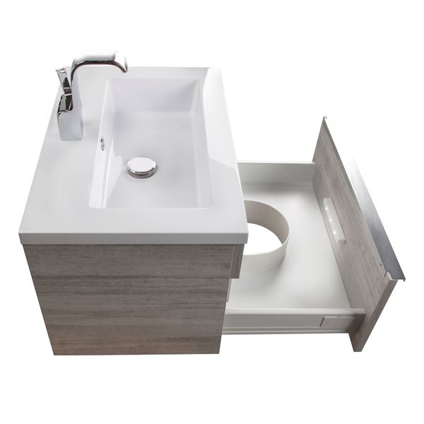 Cutler Kitchen & Bath Trough 24-in Soho Wall-Mount Vanity w/ White Acrylic Top and Single Sink