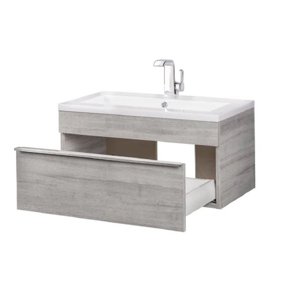 Cutler Kitchen & Bath Trough 42-in Soho Wall-Mount Vanity w/ White Acrylic Top and Single Sink