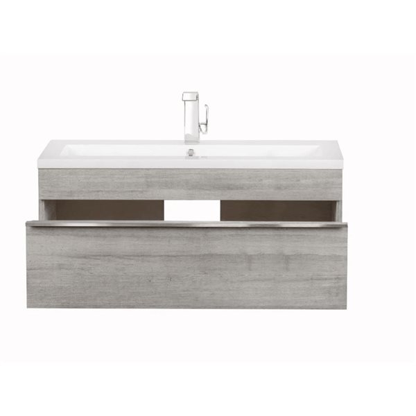 Cutler Kitchen & Bath Trough 42-in Soho Wall-Mount Vanity w/ White Acrylic Top and Single Sink