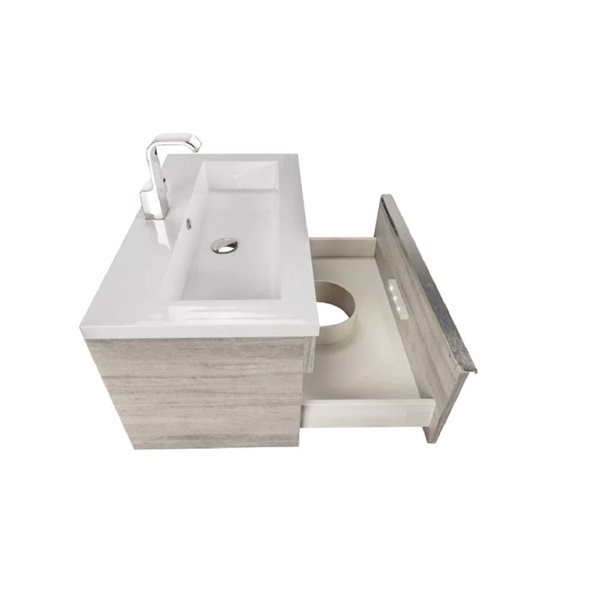 Cutler Kitchen & Bath Trough 42-in Soho Wall-Mount Vanity w/ White Acrylic Top and Single Sink