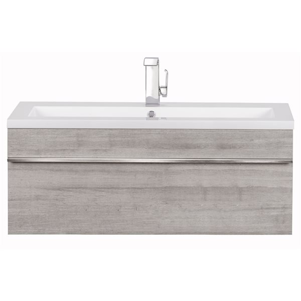 Meuble-lavabo simple Trough Soho 42 po gris comptoir en acrylique blanc