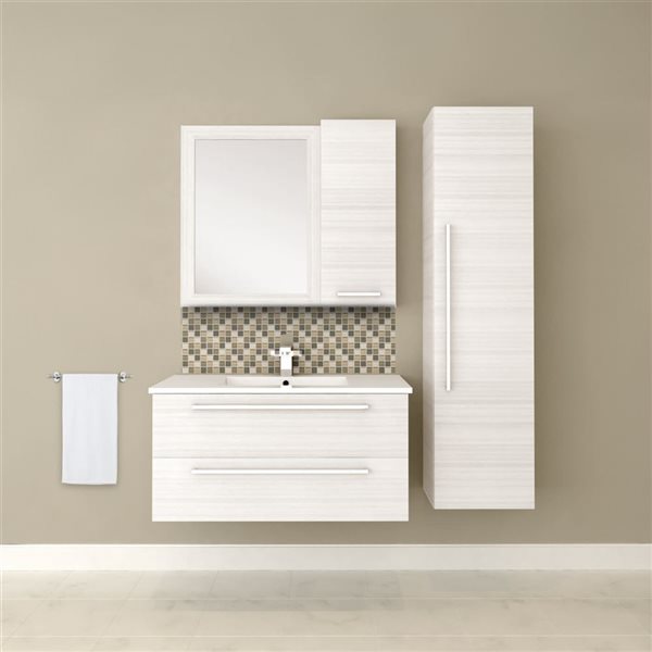 Cutler Kitchen & Bath Silhouette 36-in White Chocolate Wall-Mount Vanity w/ White Acrylic Top and Single Sink