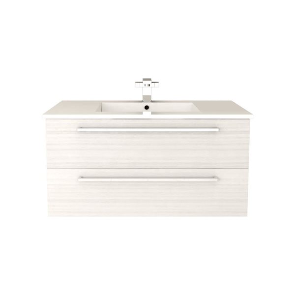 Cutler Kitchen & Bath Silhouette 36-in White Chocolate Wall-Mount Vanity w/ White Acrylic Top and Single Sink