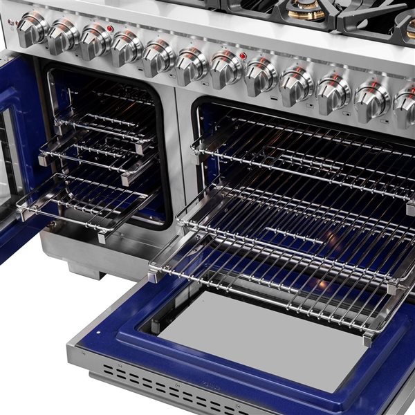 Cuisinière bi-énergie à portes françaises Capriasca par Forno autoportante 48 po