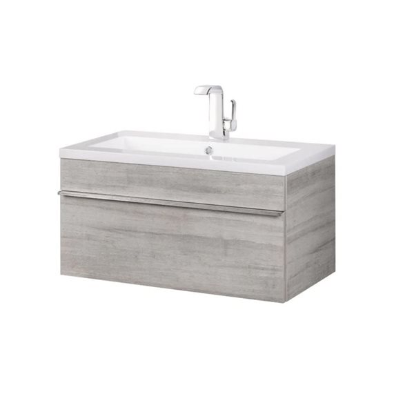 Cutler Kitchen & Bath Trough 30-in Soho Wall-Mount Vanity w/ White Acrylic Top and Single Sink