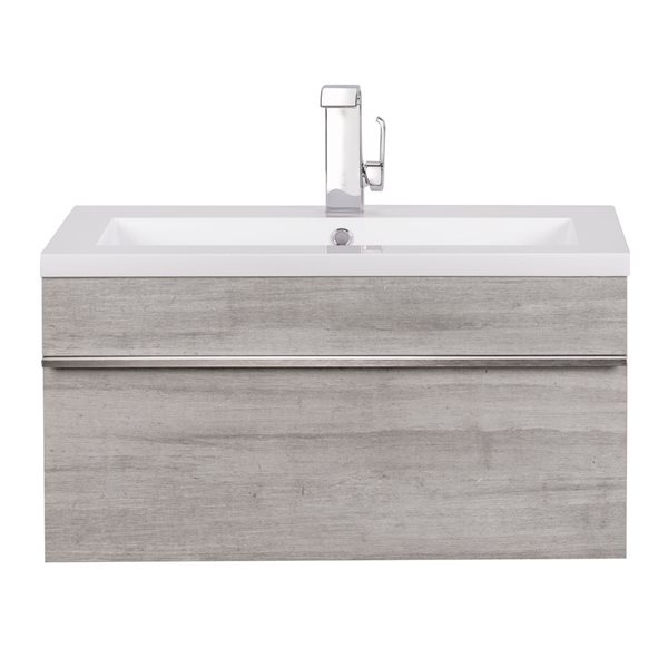 Cutler Kitchen & Bath Trough 30-in Soho Wall-Mount Vanity w/ White Acrylic Top and Single Sink