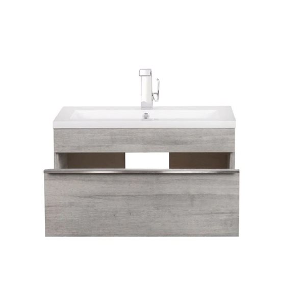 Cutler Kitchen & Bath Trough 30-in Soho Wall-Mount Vanity w/ White Acrylic Top and Single Sink