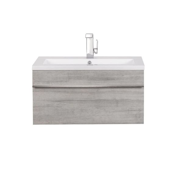 Meuble-lavabo simple Silhouette Trough 30 po gris comptoir en acrylique blanc