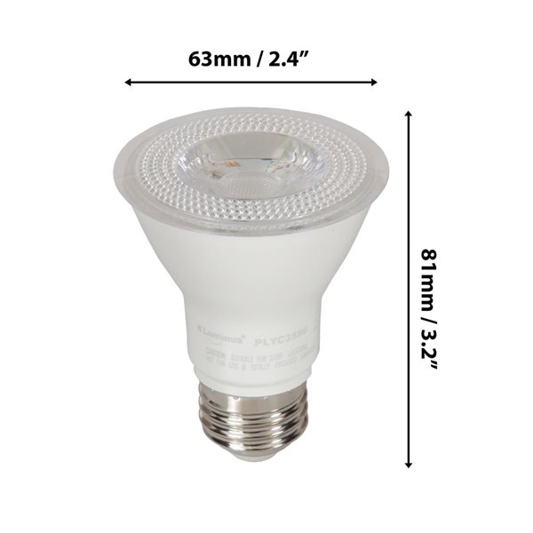 Luminus 50W Equivalent Daylight 5000K E26 PAR20 LED Dimmable Bulb- 24/Pack