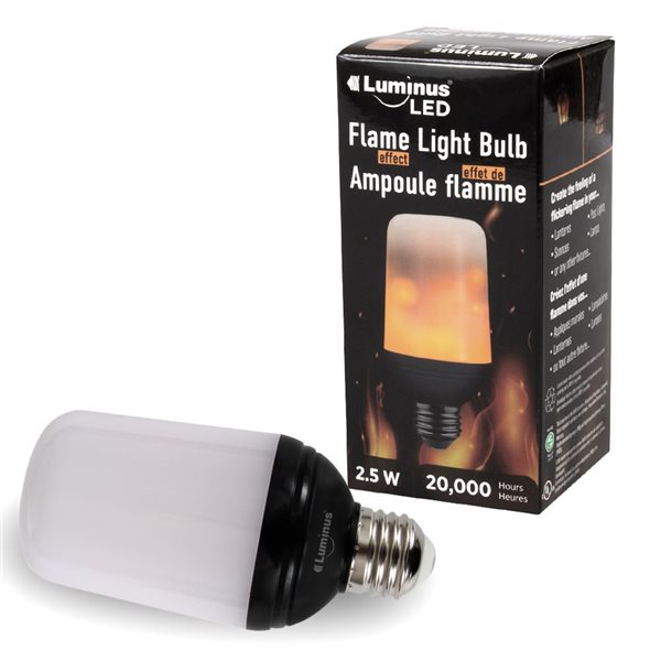 Luminus 2.5W E26 LED Flame Light Bulb Effect w/ 2 Modes and Gravity Induced Effect - 6/Pack