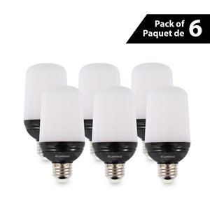 Luminus 2.5W E26 LED Flame Light Bulb Effect w/ 2 Modes and Gravity Induced Effect - 6/Pack